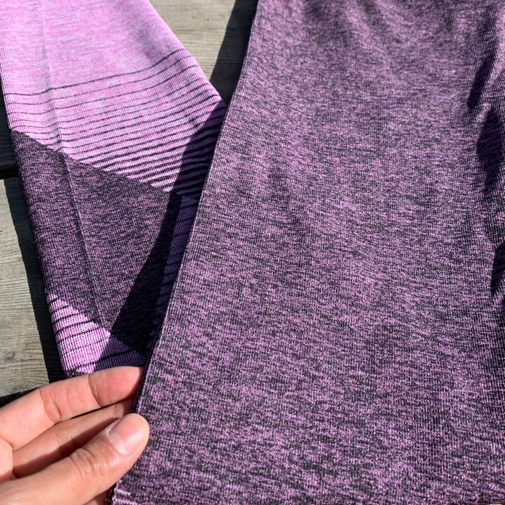 Splendid seamless purple color block yoga workout leggings stretch spandex pants - Picture 8 of 13
